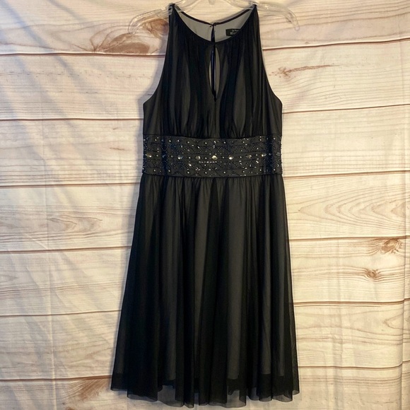 EUC Black Dress with Sheer Overlay - Picture 1 of 8